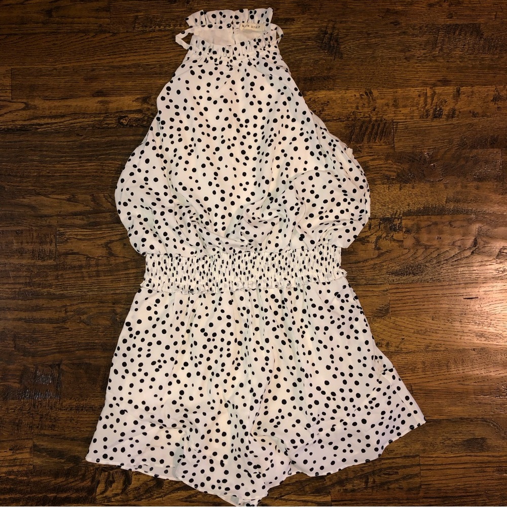 Main Strip Polka High Neck Dot Romper Shorts Size Large New